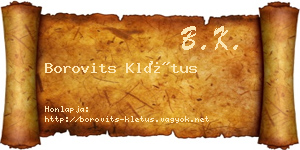 Borovits Klétus névjegykártya